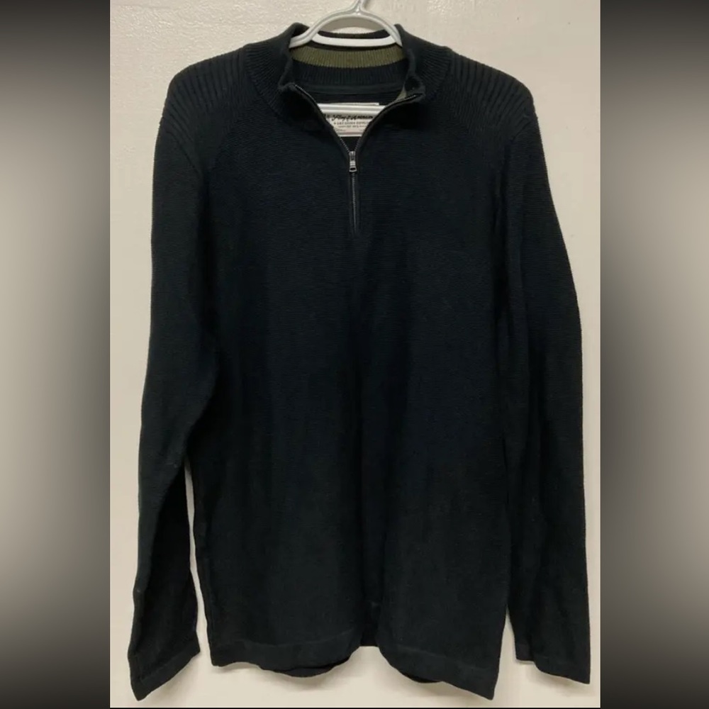 Flag & Anthem Mens 1/4 Zip Sweater Pullover Medium Black Mid-Weight Long Sleeve